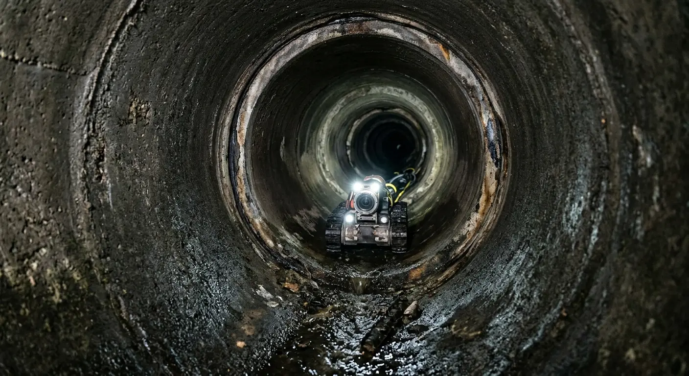 Robotic sewer camera inspecting pipe interior for Sewer Line Repair in El Granada